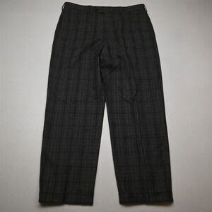 Bespoke 34x29 Gray Glenn Check Plaid Flannel Wool Full Cut Cuffed Dress Pants